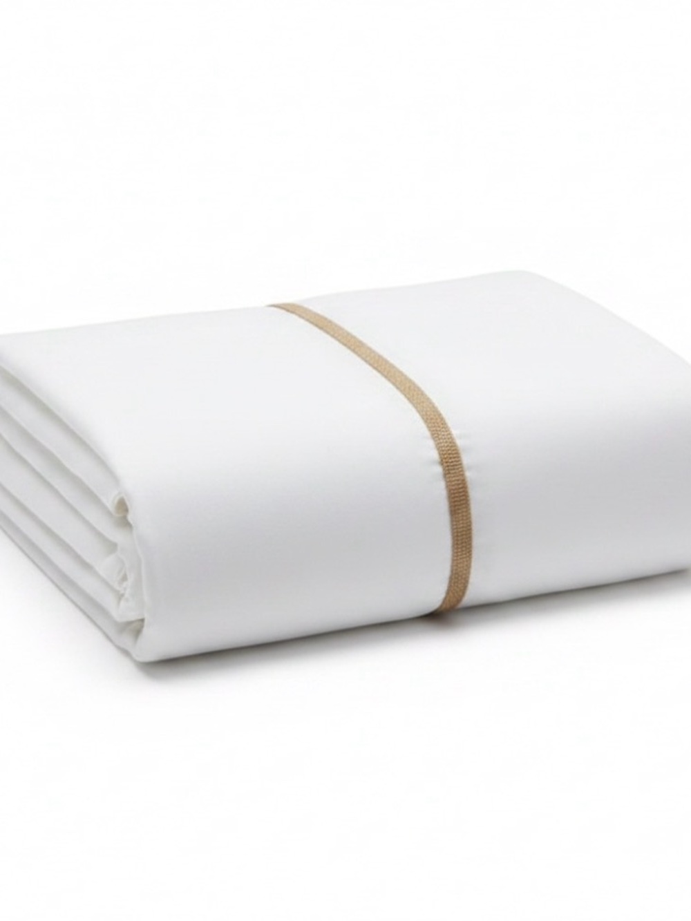RALPH LAUREN Palmer 100% Cotton Percale  King Flat Sheet White w/Tan NEW!